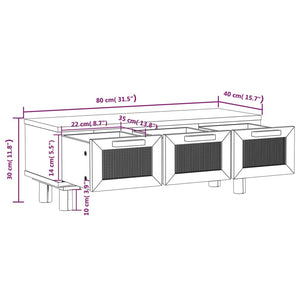 Τραπεζάκι Σαλονιού Μαύρο 80x40x30 εκ. Επεξ. Ξύλο & Μασίφ Πεύκο