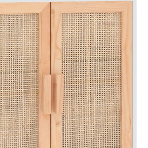 Ντουλάπι Λευκό 60 x 30 x 70 εκ. από Μασίφ Πεύκο & Φυσικό Ρατάν