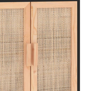 Ντουλάπι Μαύρο 60 x 30 x 70 εκ. από Μασίφ Πεύκο & Φυσικό Ρατάν