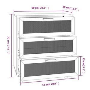 Ντουλάπι Λευκό 60 x 30 x 70 εκ. από Μασίφ Πεύκο & Φυσικό Ρατάν