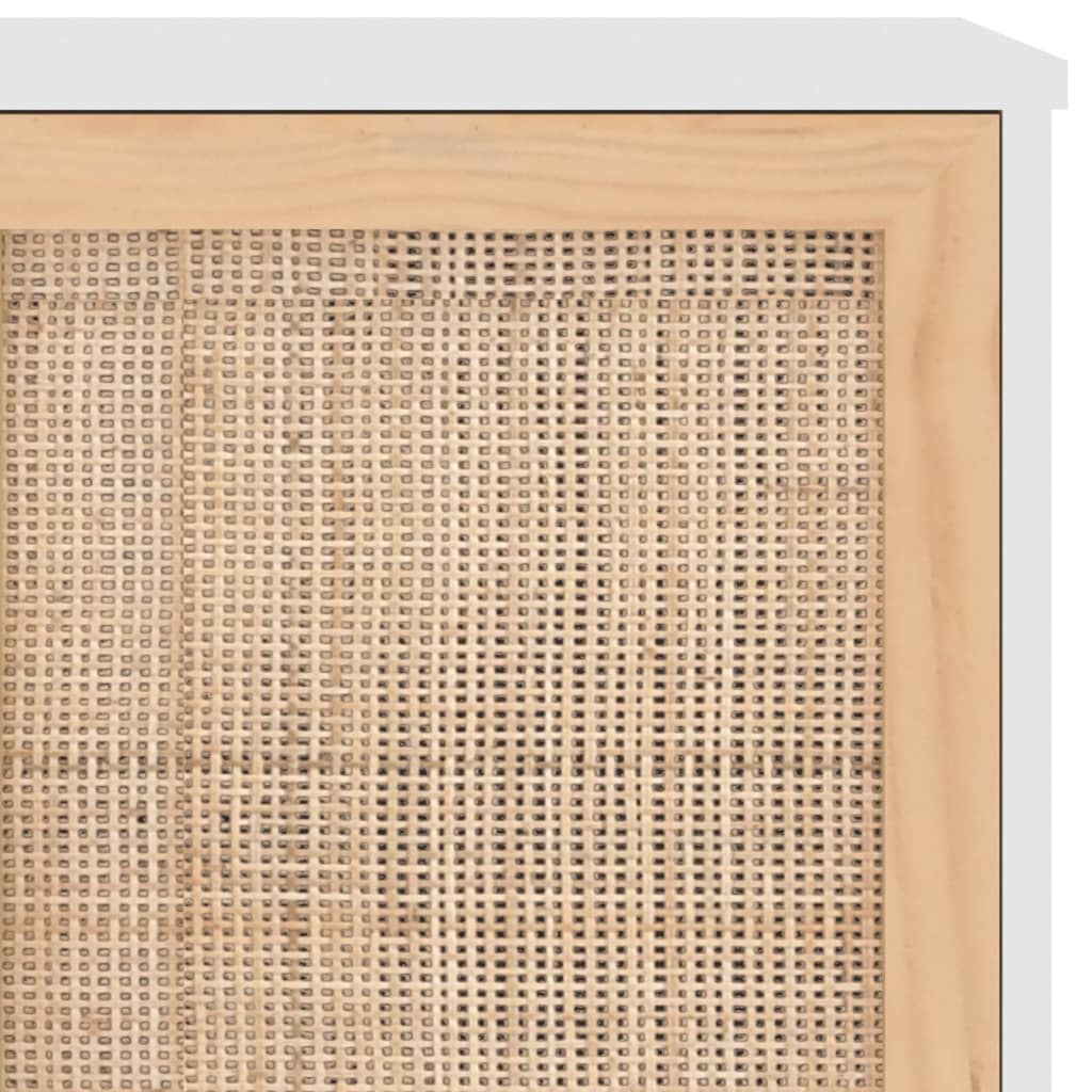 Μπουφές Λευκός 105 x 30 x 60 εκ. Μασίφ Πεύκο & Φυσικό Ρατάν
