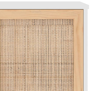 Μπουφές Λευκός 105 x 30 x 60 εκ. Μασίφ Πεύκο & Φυσικό Ρατάν