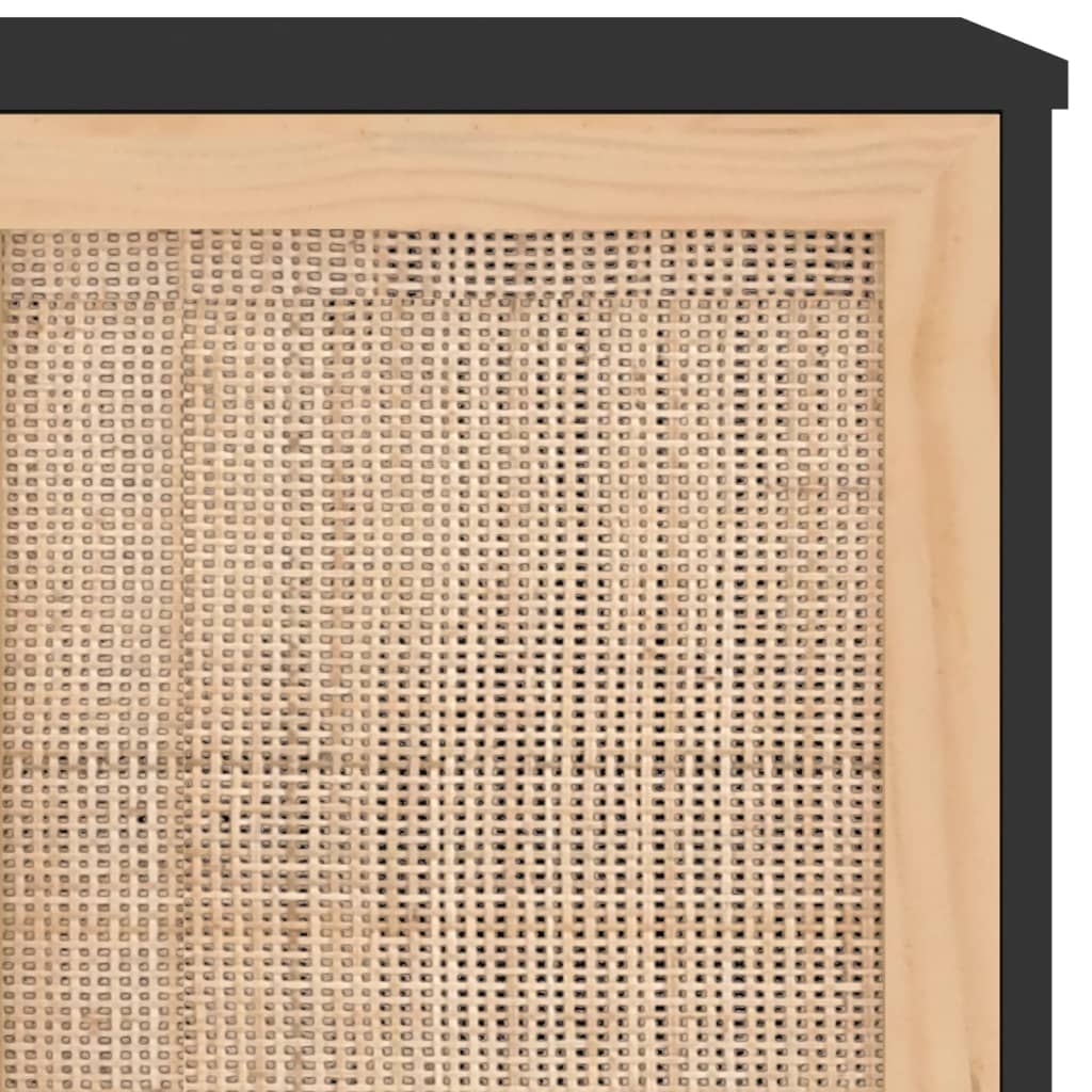 Ντουλάπι Μαύρο 105x30x60 εκ. από Μασίφ Πεύκο & Φυσικό Ρατάν