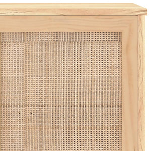 Συρταριέρα Καφέ 105x30x60 εκ. Μασίφ Πεύκο & Φυσικό Ρατάν