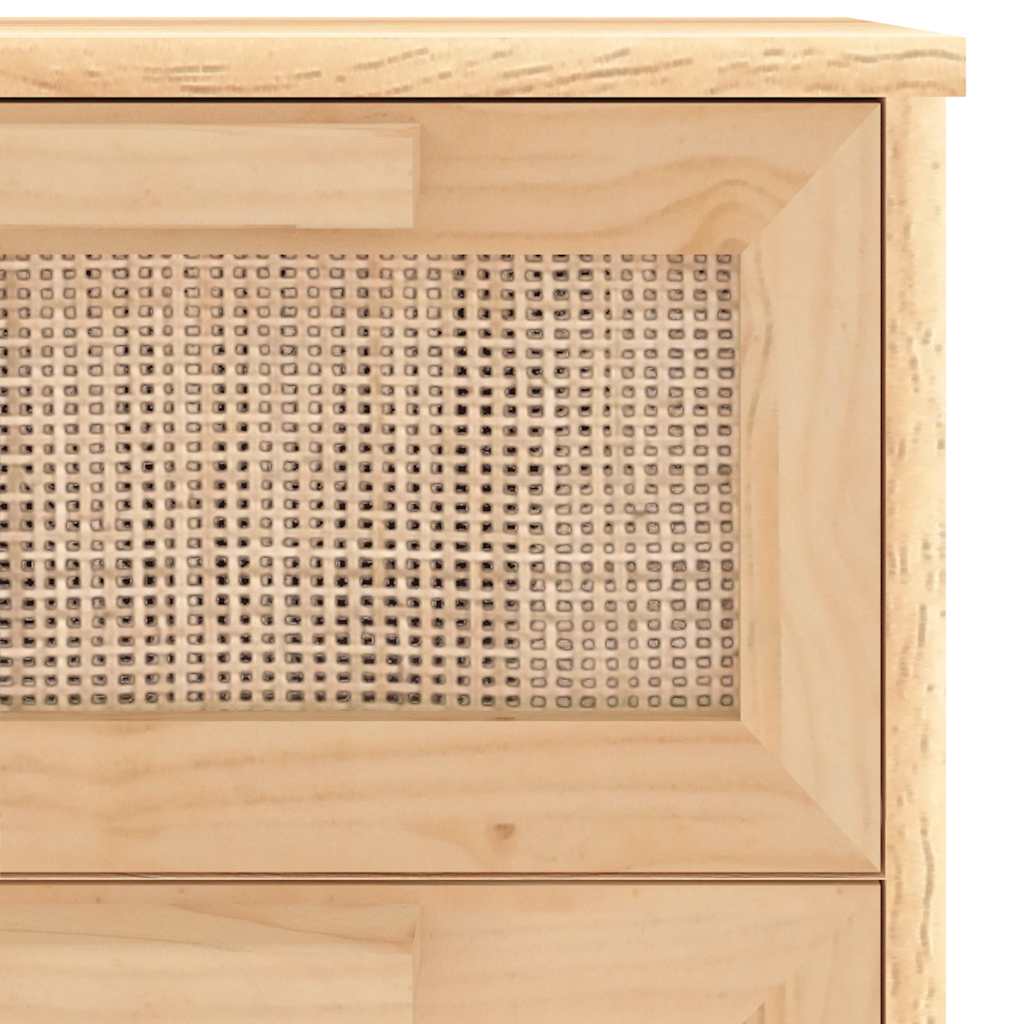 Συρταριέρα Καφέ 40 x 30 x 90 εκ. Μασίφ Πεύκο & Φυσικό Ρατάν