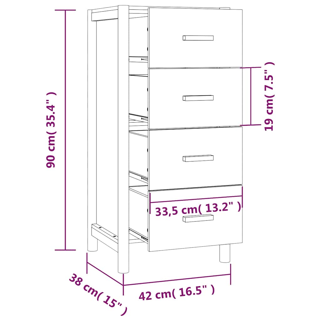 Συρταριέρα 42 x 38 x 90 εκ. από Επεξεργασμένο Ξύλο