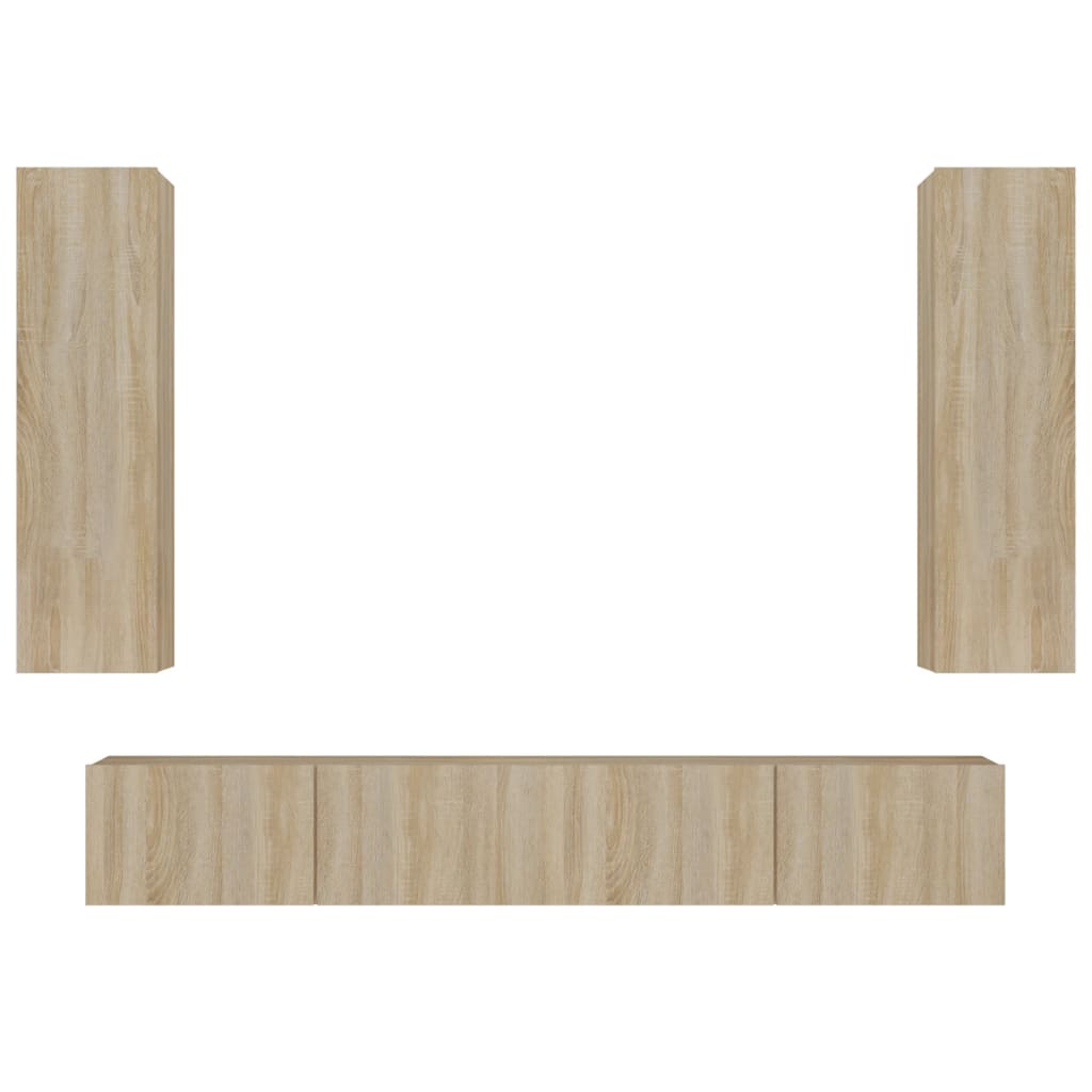 Σετ Επίπλων Τηλεόρασης 4 Τεμαχίων Sonoma Δρυς Επεξ. Ξύλο - PAKOBAZAAR