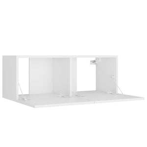 Σετ Επίπλου Τηλεόρασης 8 Τεμαχίων Λευκό από Επεξεργασμένο Ξύλο - PAKOBAZAAR