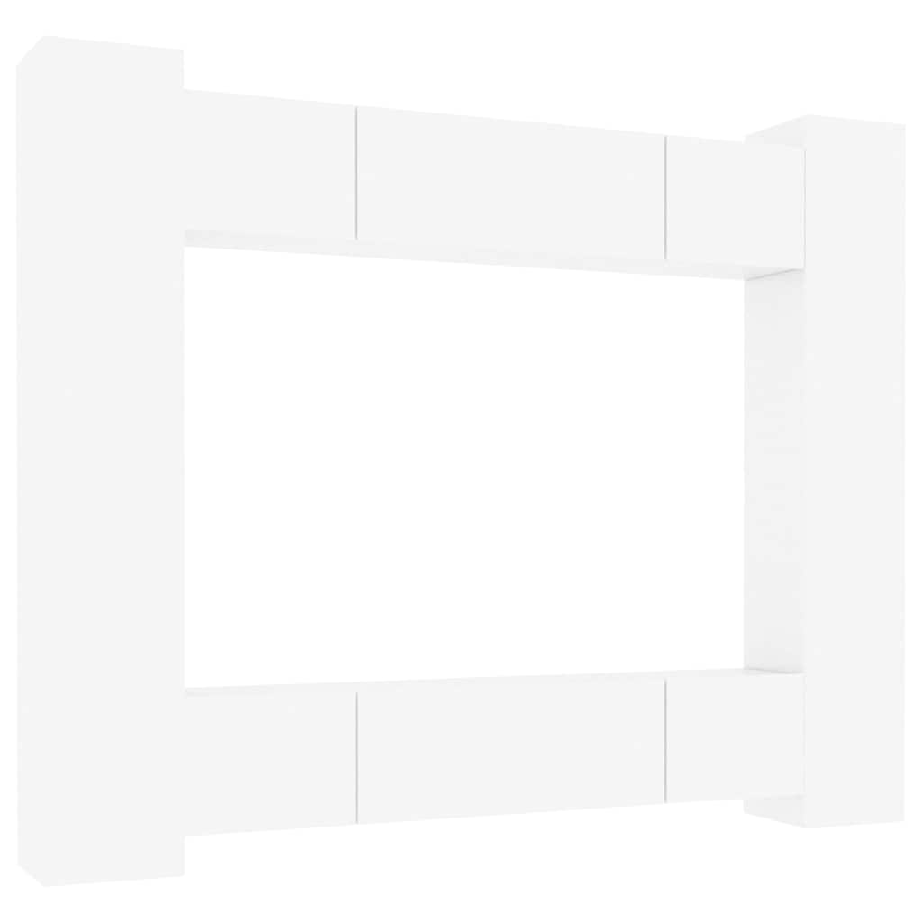 Σετ Επίπλων Τηλεόρασης 8 Τεμαχίων Γυαλ. Λευκό Επεξ. Ξύλο