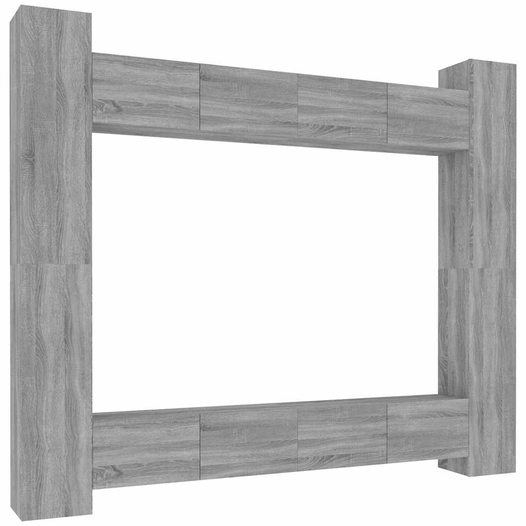 Σετ Επίπλων Τηλεόρασης 8 Τεμ. Γκρι Sonoma Επεξεργασμένο Ξύλο - Pakobazaar