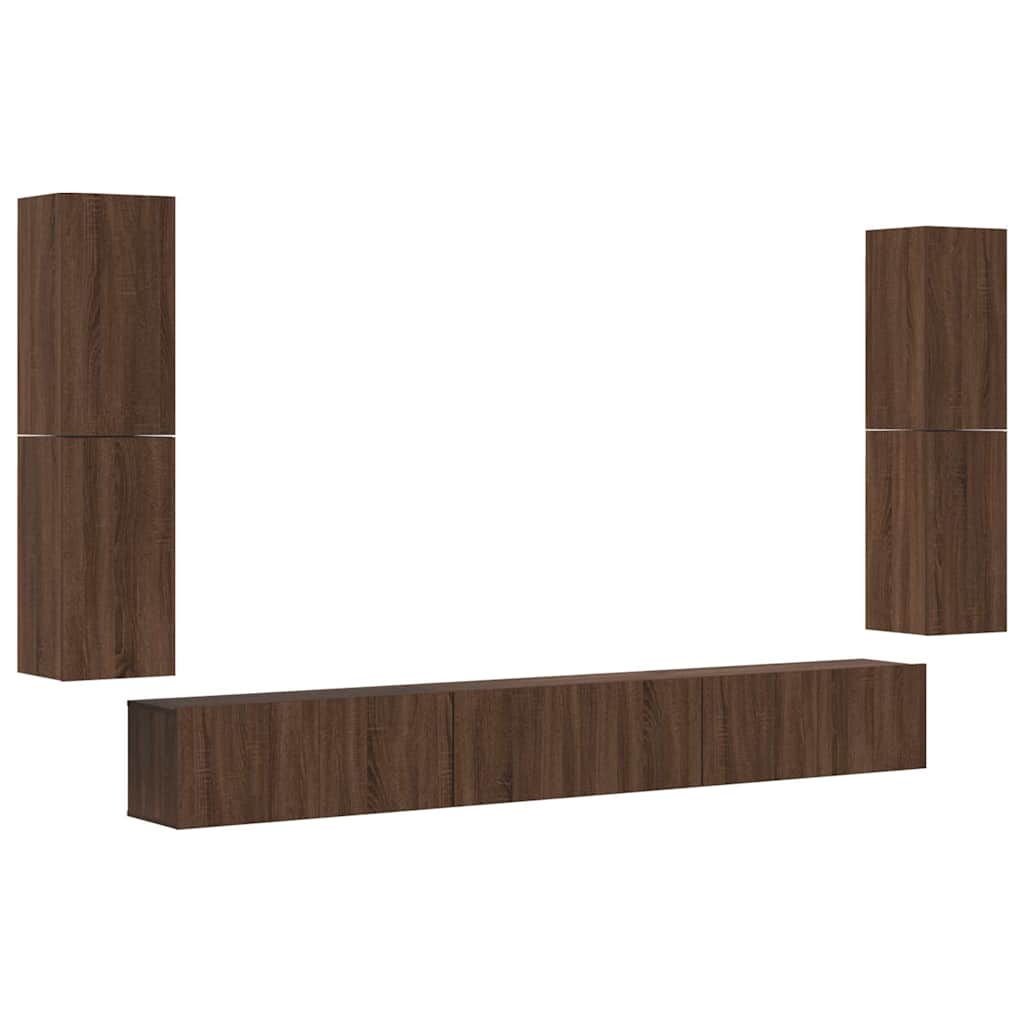 Σετ Επίπλων Τηλεόρασης 7 Τεμαχίων Καφέ δρυς Επεξ. Ξύλο