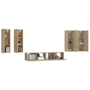 Σετ Επίπλων Τηλεόρασης 6 Τεμαχίων Sonoma Δρυς Επεξ. Ξύλο - Pakobazaar