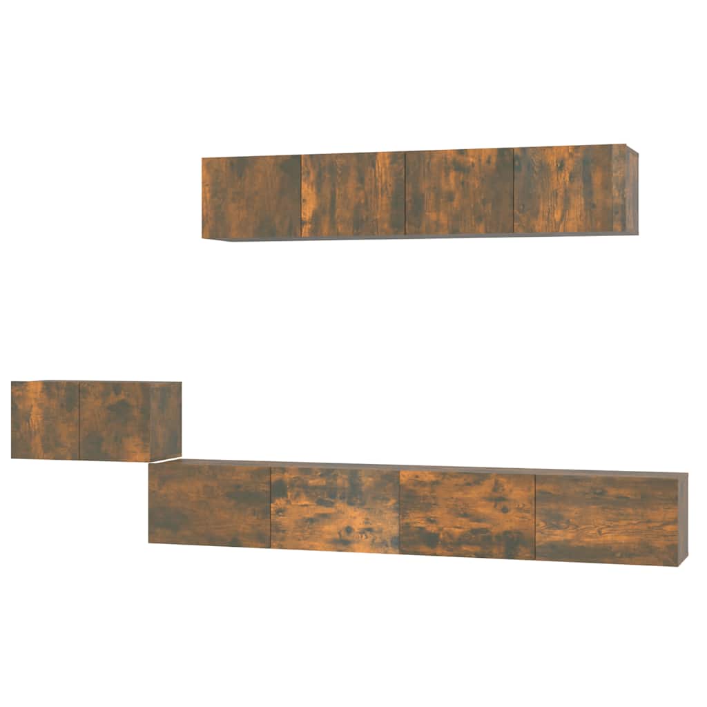 Σετ Επίπλων Τηλεόρασης 5 Τεμαχίων Καπνιστή δρυς Επεξ. Ξύλο - PAKOBAZAAR