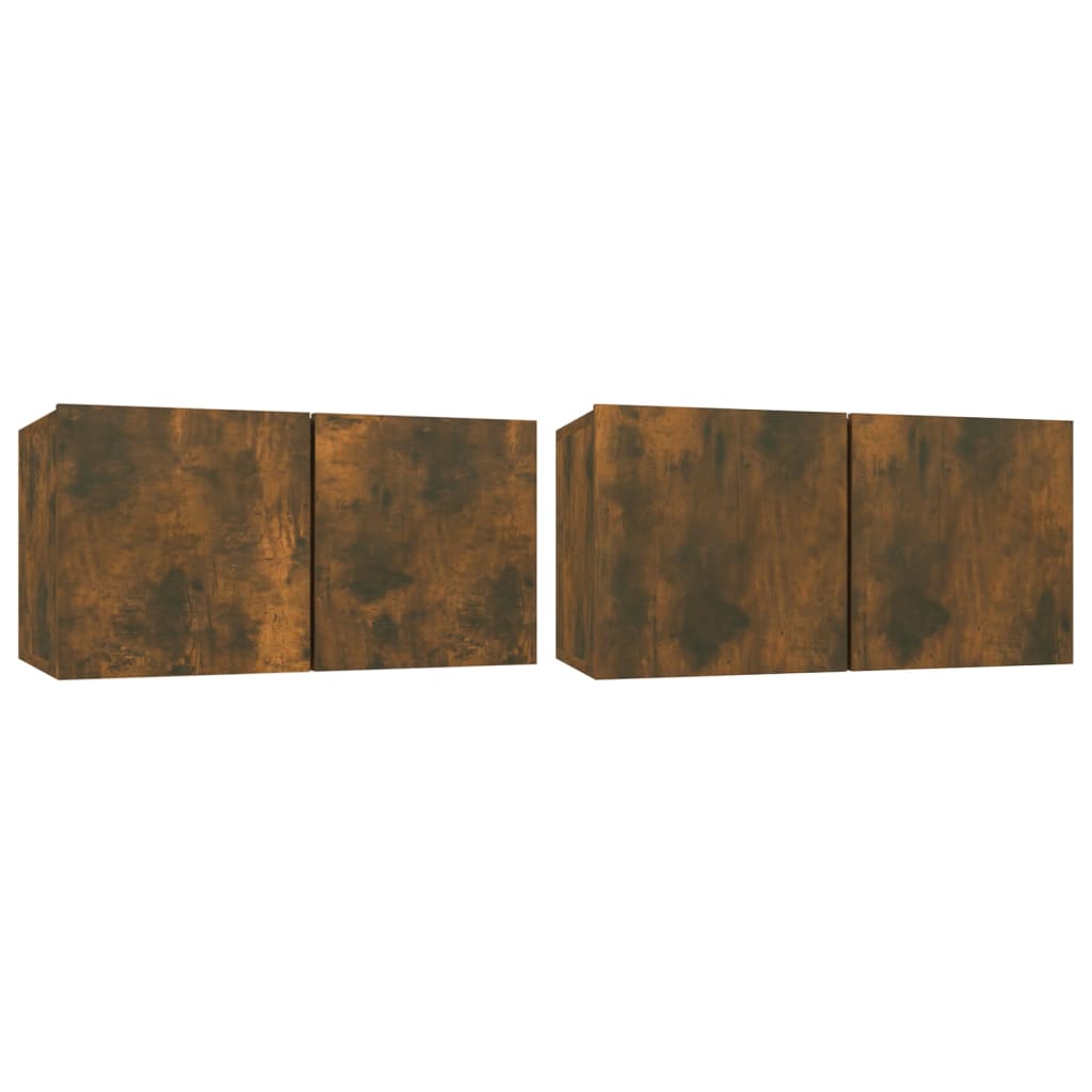 Σετ Επίπλων Τηλεόρασης 4 Τεμαχίων Καπνιστή δρυς Επεξ. Ξύλο - PAKOBAZAAR