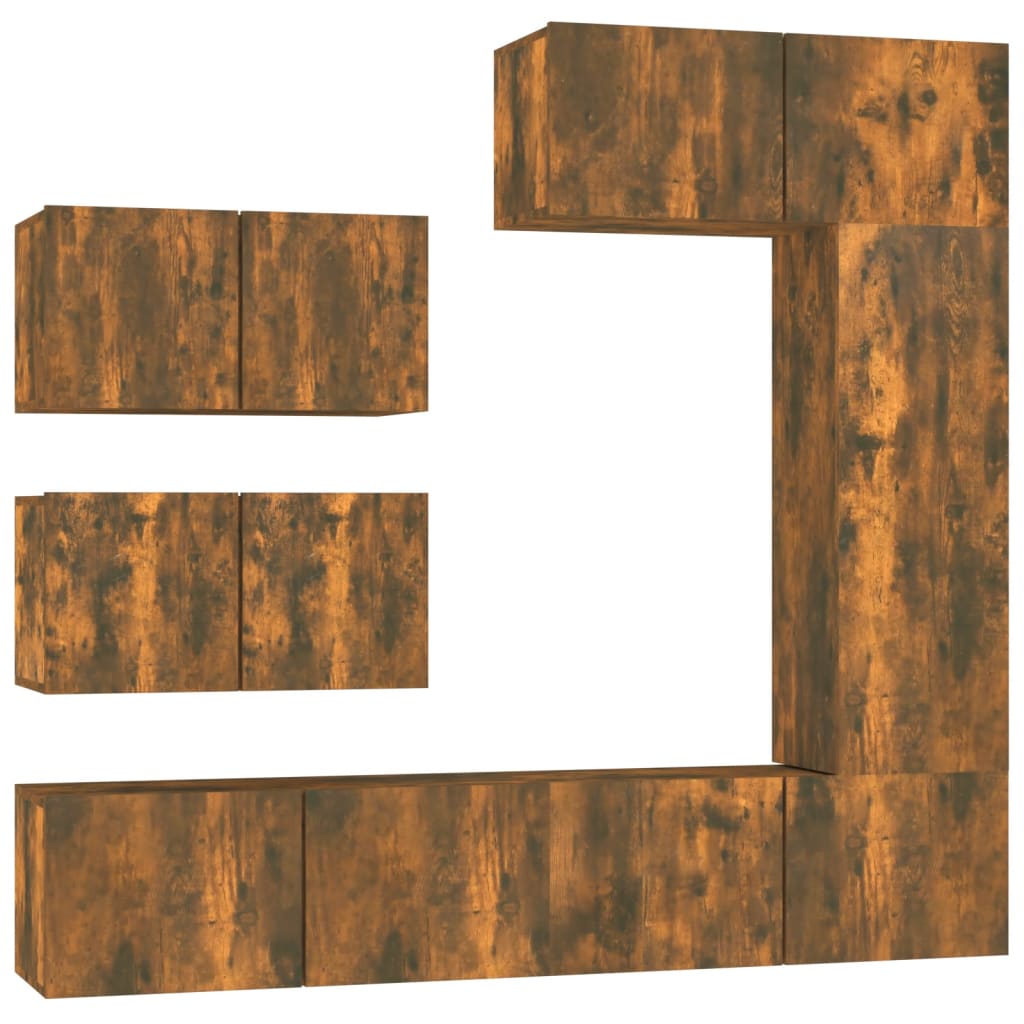 Σετ Επίπλων Τηλεόρασης 6 Τεμαχίων Καπνιστή δρυς Επεξ. Ξύλο