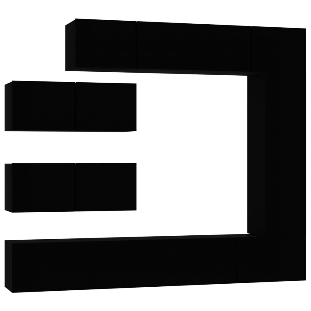 Σετ Επίπλων Τηλεόρασης 7 Τεμαχίων Μαύρο Επεξεργασμένο Ξύλο