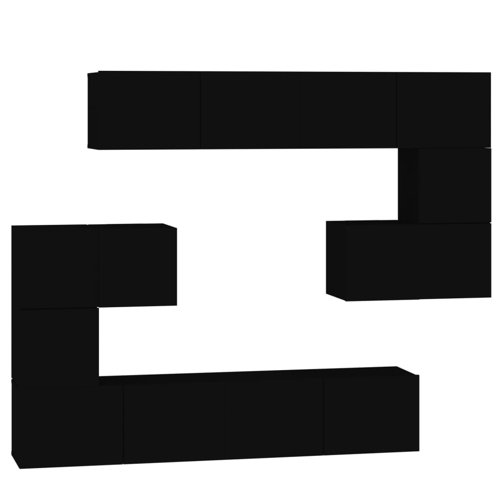 Έπιπλο Τηλεόρασης Επιτοίχιο Μαύρο από Επεξεργασμένο Ξύλο