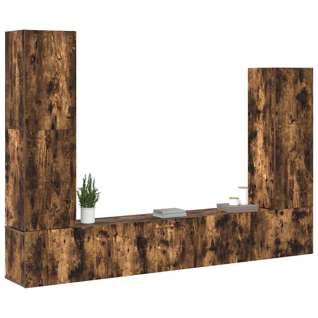 Σετ Επίπλων Τηλεόρασης 4 Τεμαχίων Καπνιστή δρυς Επεξ. Ξύλο