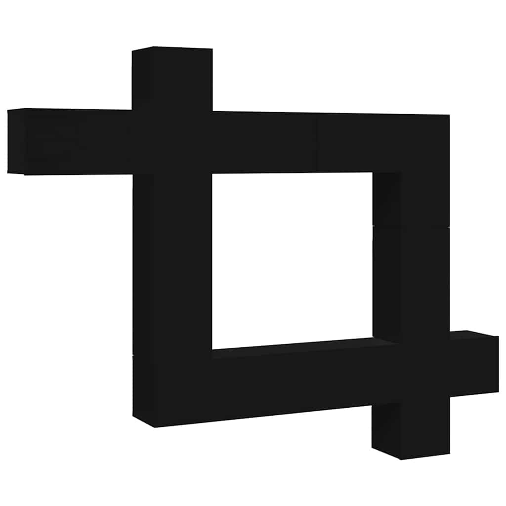 Σετ Επίπλου Τηλεόρασης 9 Τεμαχίων Μαύρο από Επεξεργασμένο Ξύλο - Pakobazaar