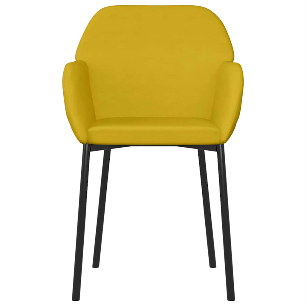 Καρέκλες Τραπεζαρίας 2 τεμ. Κίτρινες Βελούδινες