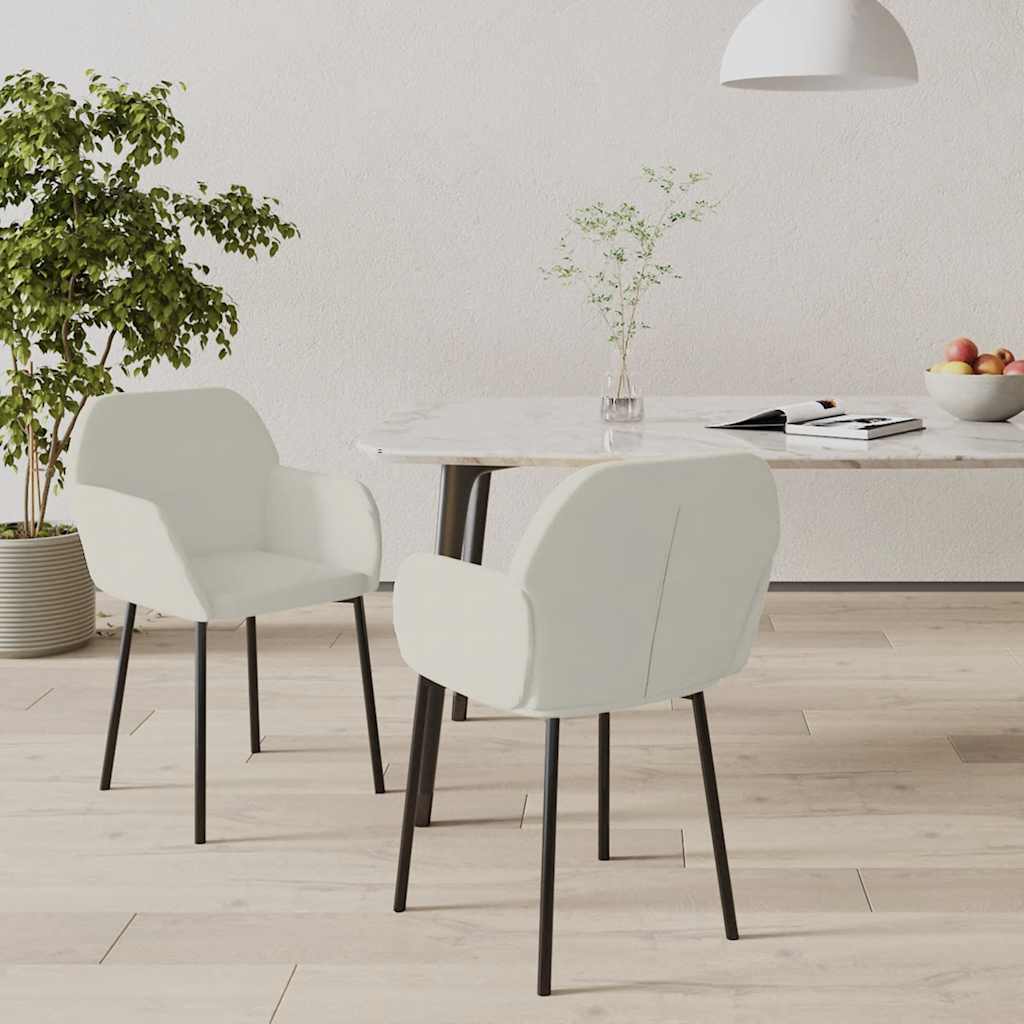 Καρέκλες Τραπεζαρίας 2 τεμ. Κρεμ Βελούδινες