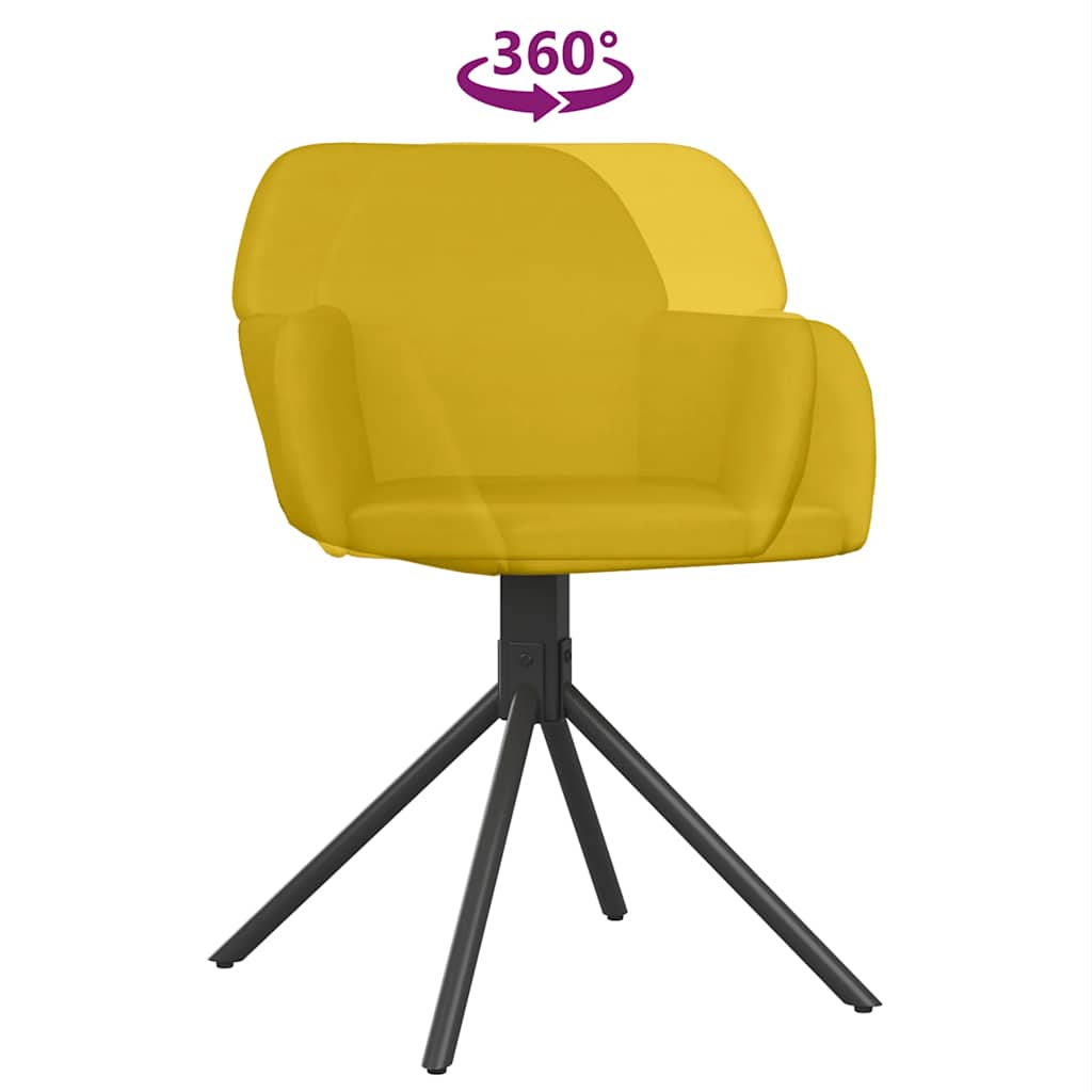 Καρέκλες Τραπεζαρίας Περιστρεφόμενες 2 τεμ. Κίτρινες Βελούδινες