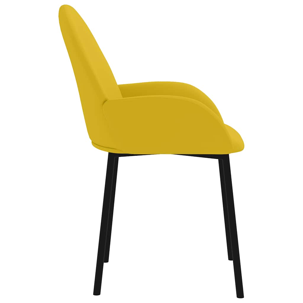 Καρέκλες Τραπεζαρίας 2 τεμ. Κίτρινες Βελούδινες
