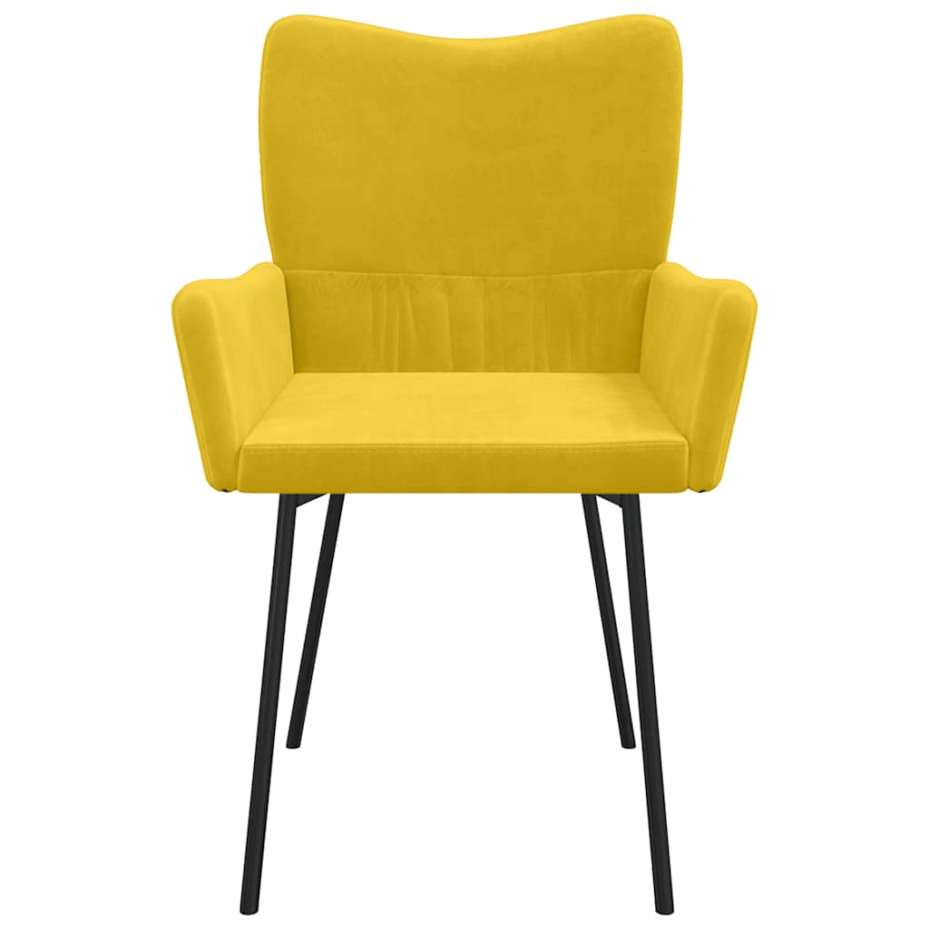 Καρέκλες Τραπεζαρίας 2 τεμ. Κίτρινες Βελούδινες