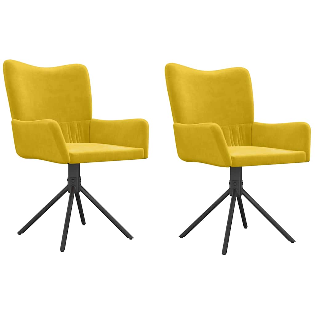 Καρέκλες Τραπεζαρίας Περιστρεφόμενες 2 τεμ. Κίτρινες Βελούδινες - Pakobazaar