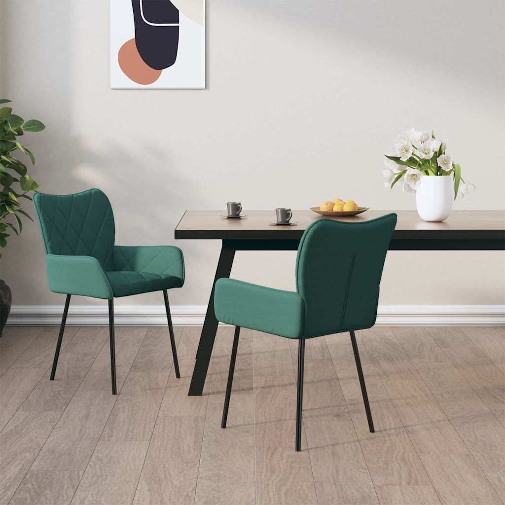 Καρέκλα τραπεζαρίας 2 pcs Σκούρο Πράσινο 55 x 58 x 82 εκ