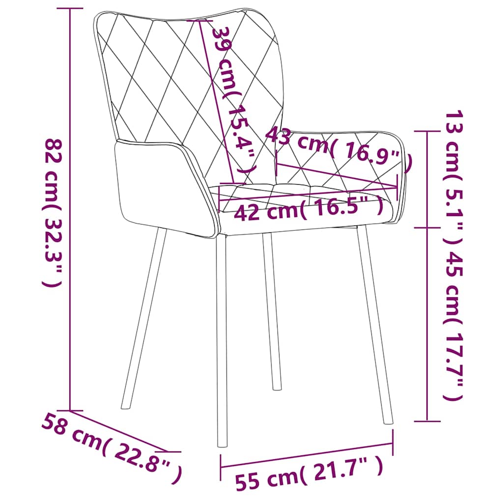 Καρέκλα τραπεζαρίας 2 pcs Σκούρο Πράσινο 55 x 58 x 82 εκ
