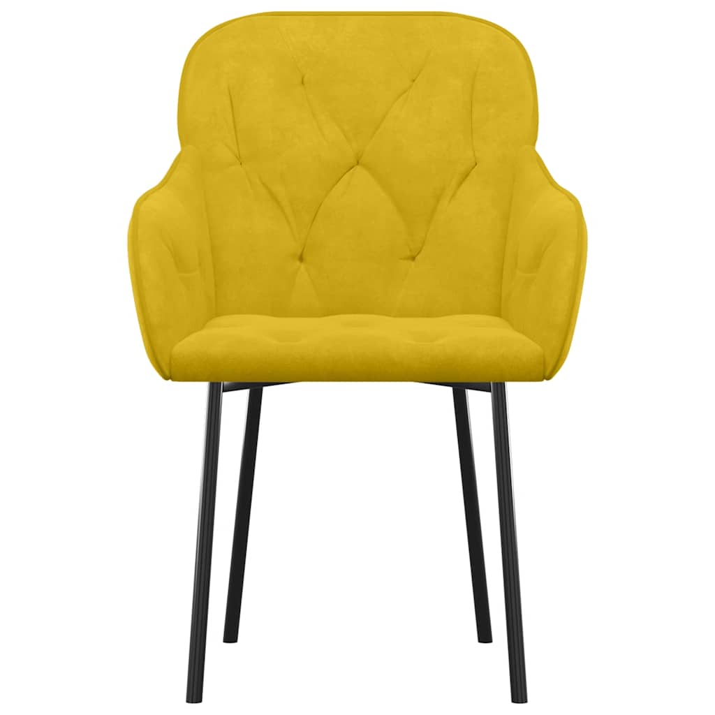 Καρέκλες Τραπεζαρίας 2 τεμ. Κίτρινες Βελούδινες - Pakobazaar