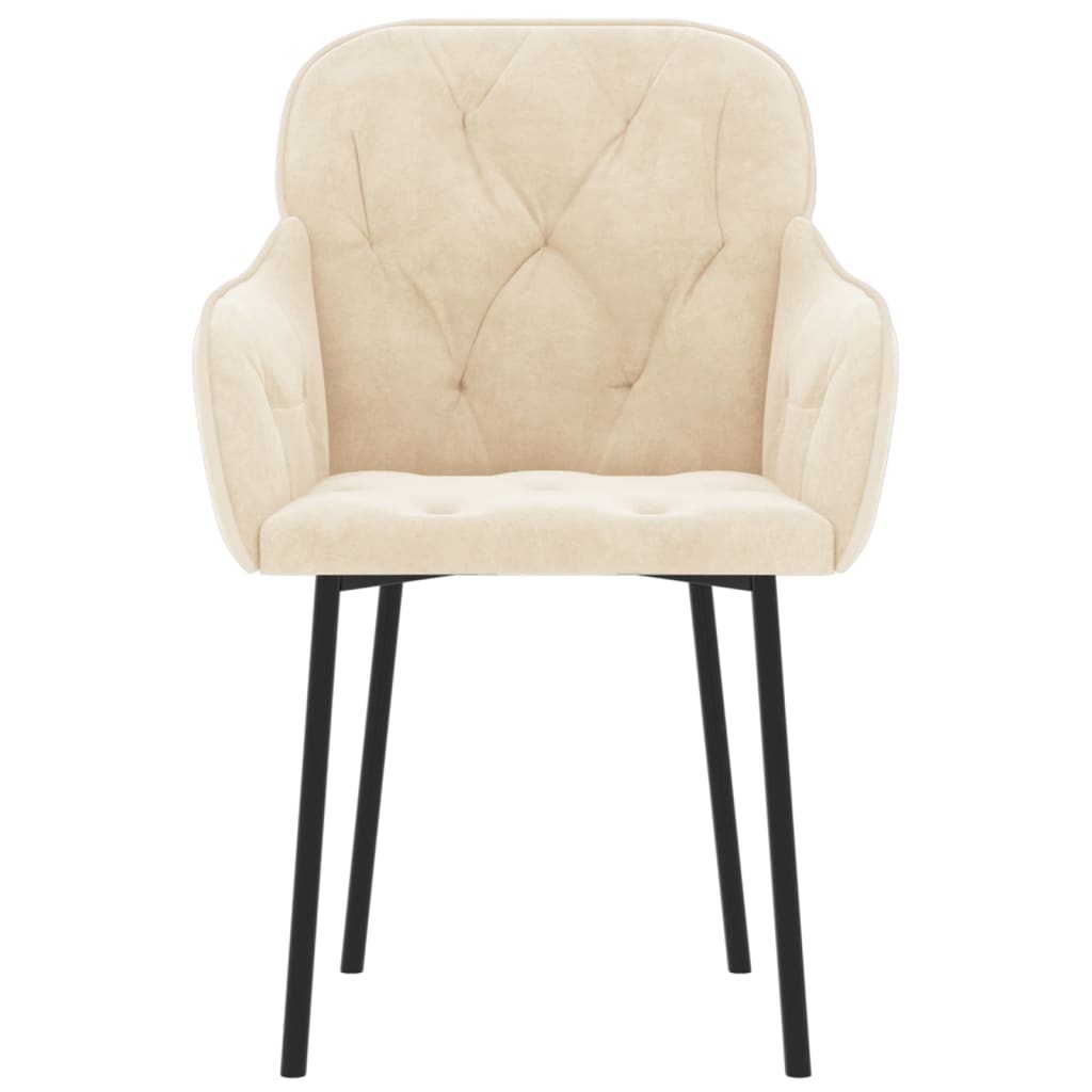 Καρέκλες Τραπεζαρίας 2 τεμ. Κρεμ Βελούδινες