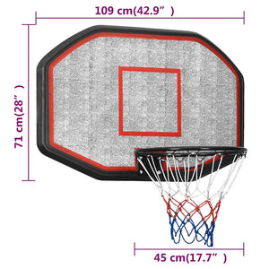 Ταμπλό Μπασκέτας Μαύρο 109 x 71 x 3 εκ. από Πολυαιθυλένιο - Pakobazaar