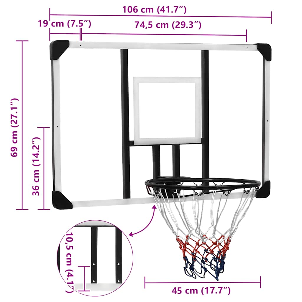 Ταμπλό Μπασκέτας Διάφανο 106x69x3 εκ. Πολυανθρακικό - Pakobazaar