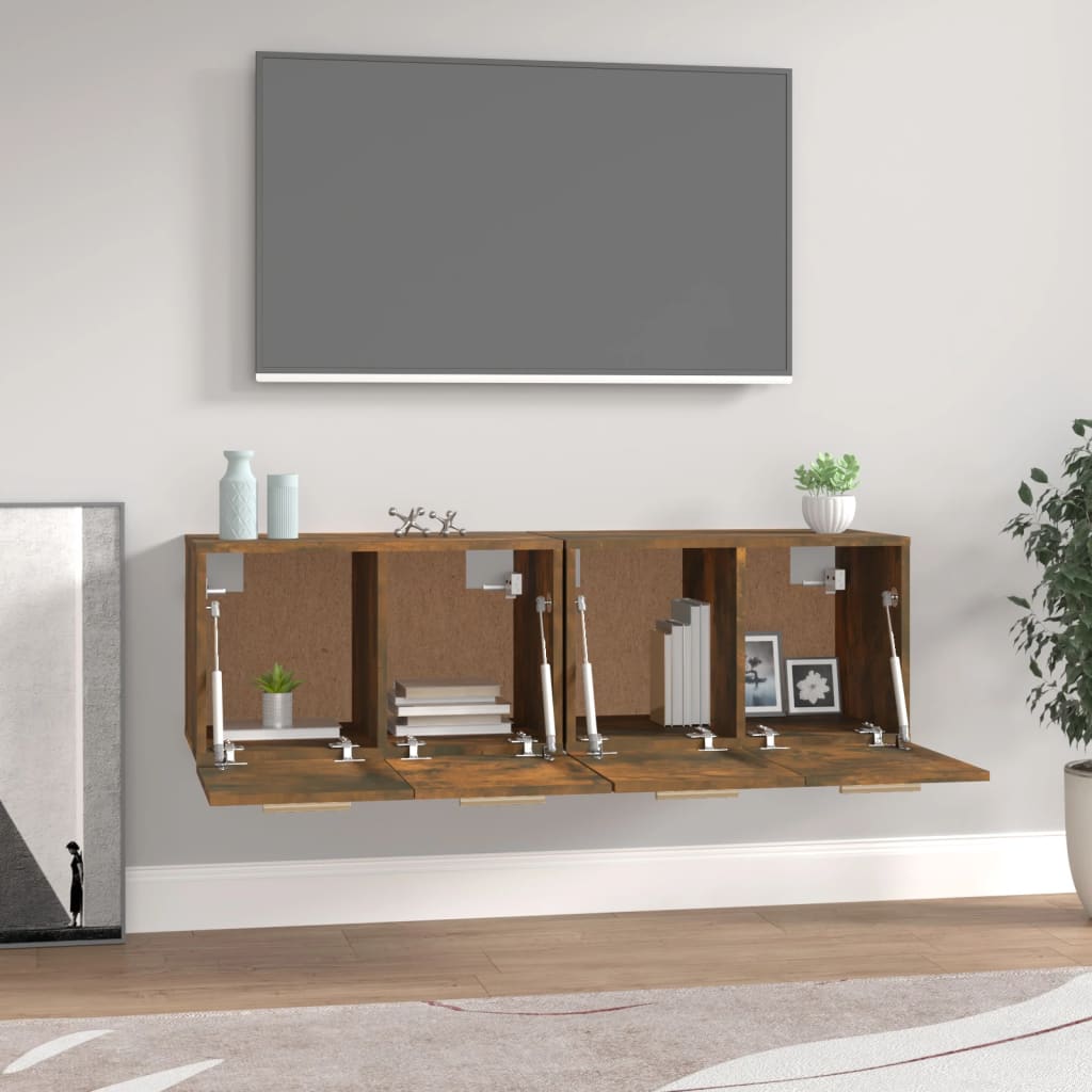 Ντουλάπια Τοίχου 2 τεμ. Καπνιστή δρυς 60x36,5x35εκ. Επεξ. Ξύλο - PAKOBAZAAR