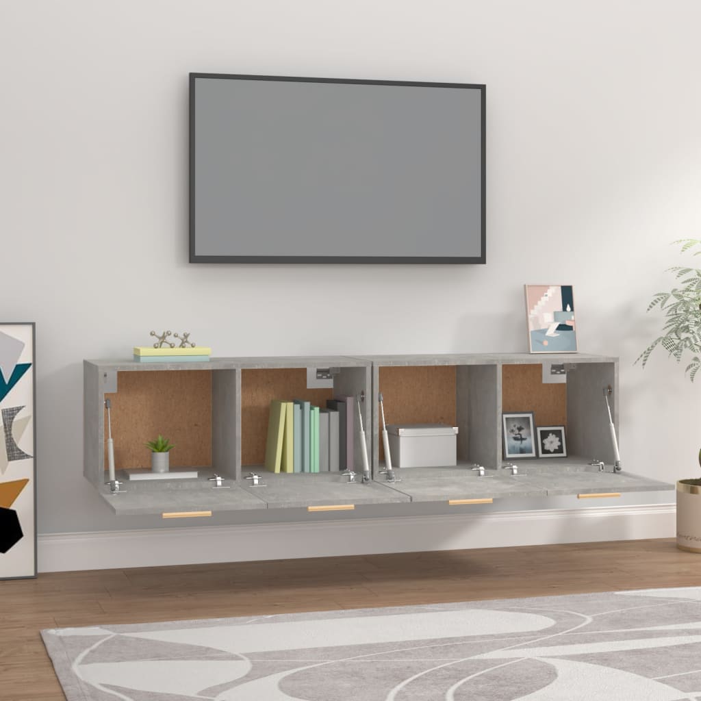 Ντουλάπια Τοίχου 2 τεμ. Γκρι Σκυρ. 80x35x36,5 εκ. Επεξ. Ξύλο