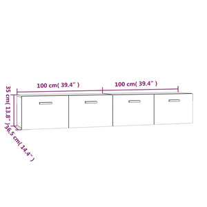 Ντουλάπια Τοίχου 2 Τεμ. Μαύρα 100x36,5x35εκ. Επεξεργασμένο Ξύλο