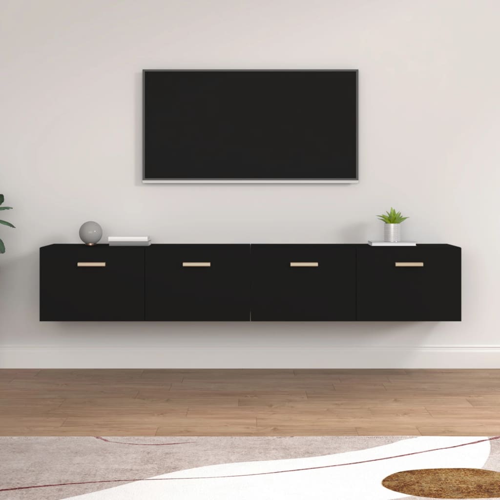 Ντουλάπια Τοίχου 2 Τεμ. Μαύρα 100x36,5x35εκ. Επεξεργασμένο Ξύλο