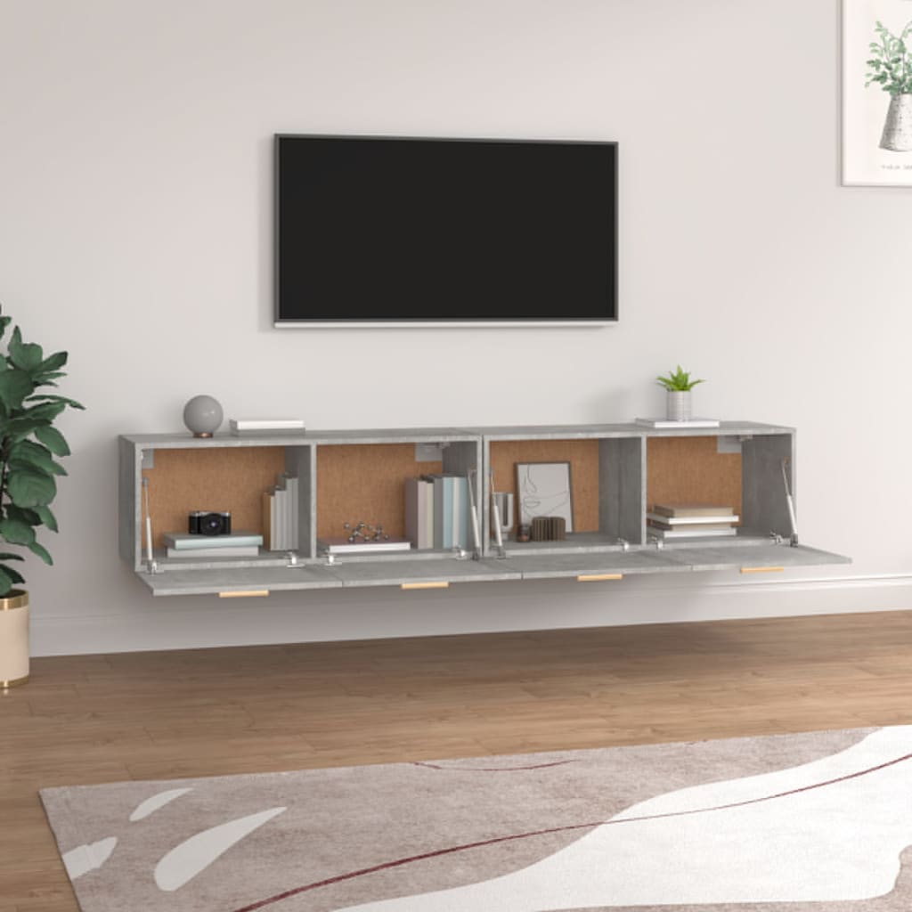Ντουλάπια Τοίχου 2 τεμ. Γκρι Σκυρ. 100x36,5x35 εκ. Επεξ. Ξύλο - Pakobazaar