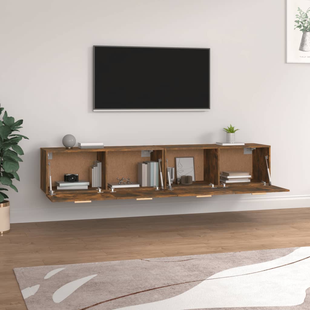 Ντουλάπια Τοίχου 2 τεμ. Καπνιστή δρυς 100x36,5x35εκ. Επεξ. Ξύλο - Pakobazaar