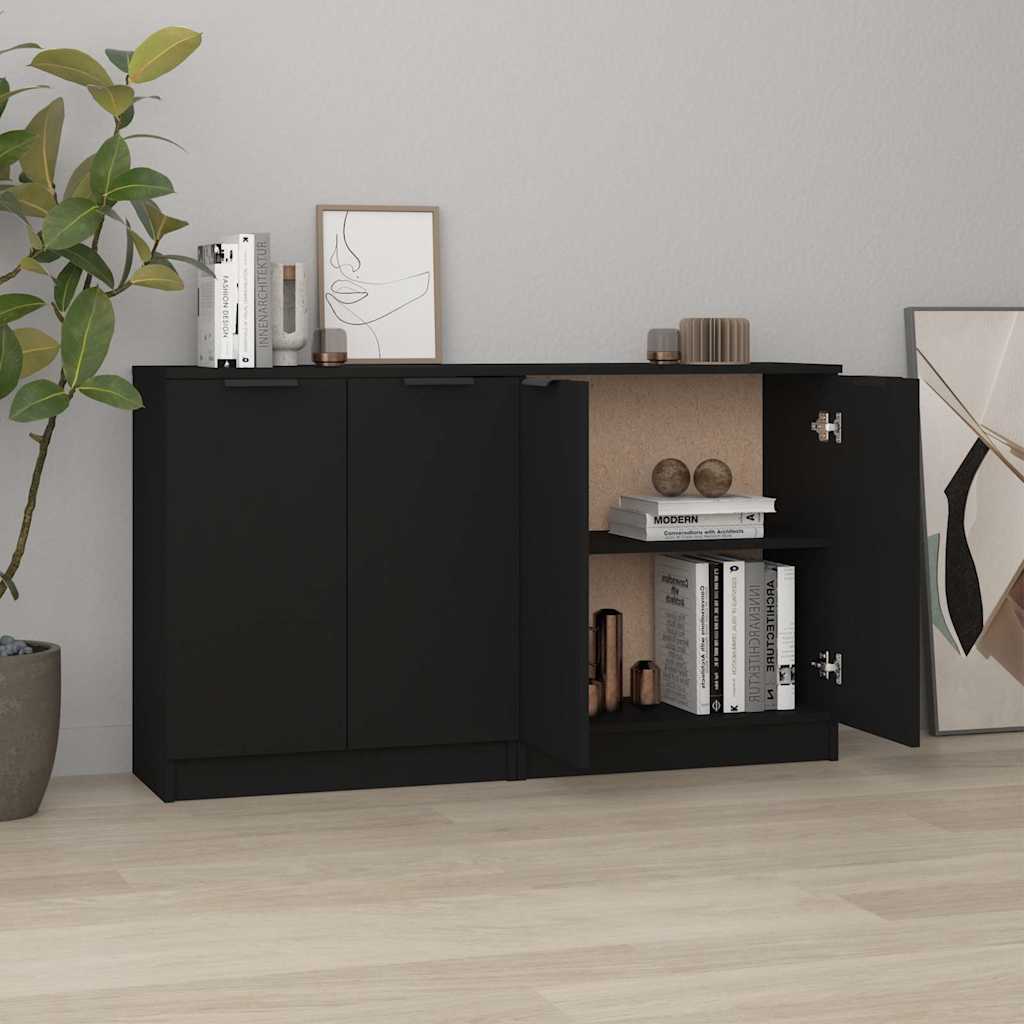 Ντουλάπια 2 τεμ. Μαύρα 60x30x70 εκ. Επεξεργασμένο Ξύλο