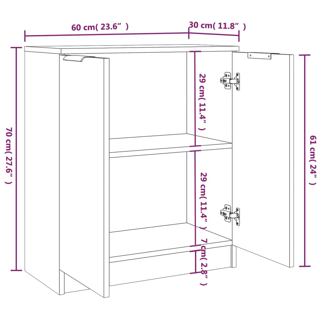 Ντουλάπια 2 τεμ. Γκρι Σκυροδέματος 60x30x70 εκ. Επεξεργ. Ξύλο - PAKOBAZAAR