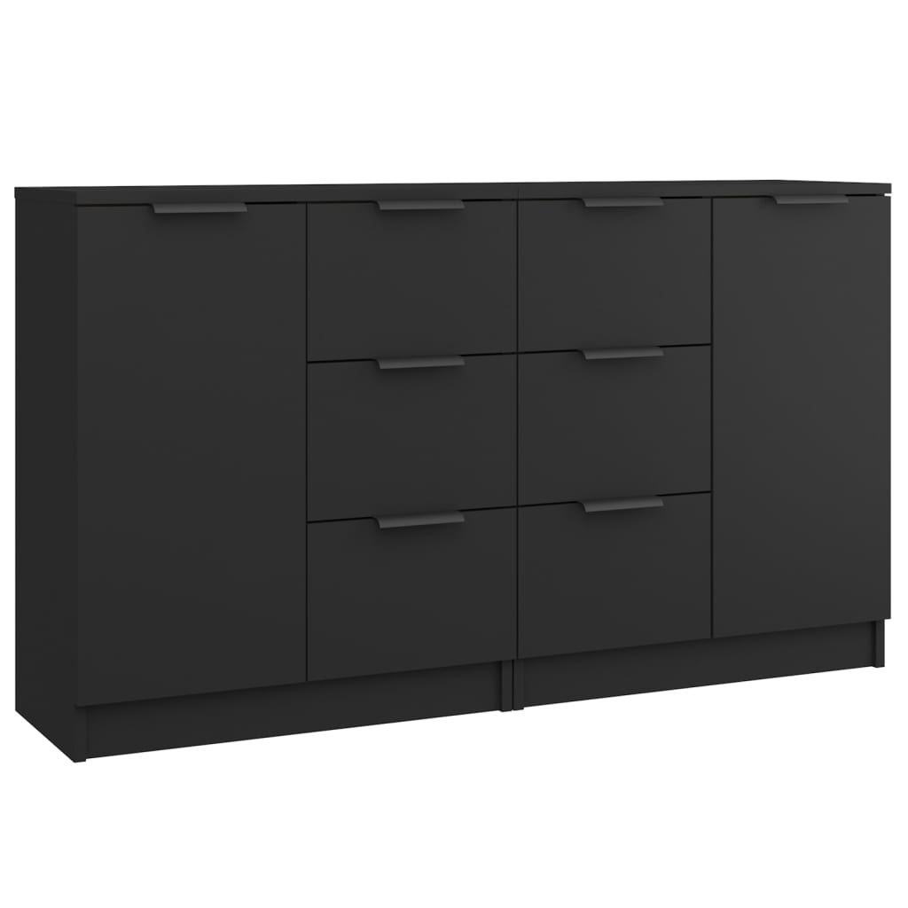 Ντουλάπια 2 τεμ. Μαύρα 60x30x70 εκ. Επεξεργασμένο Ξύλο - PAKOBAZAAR