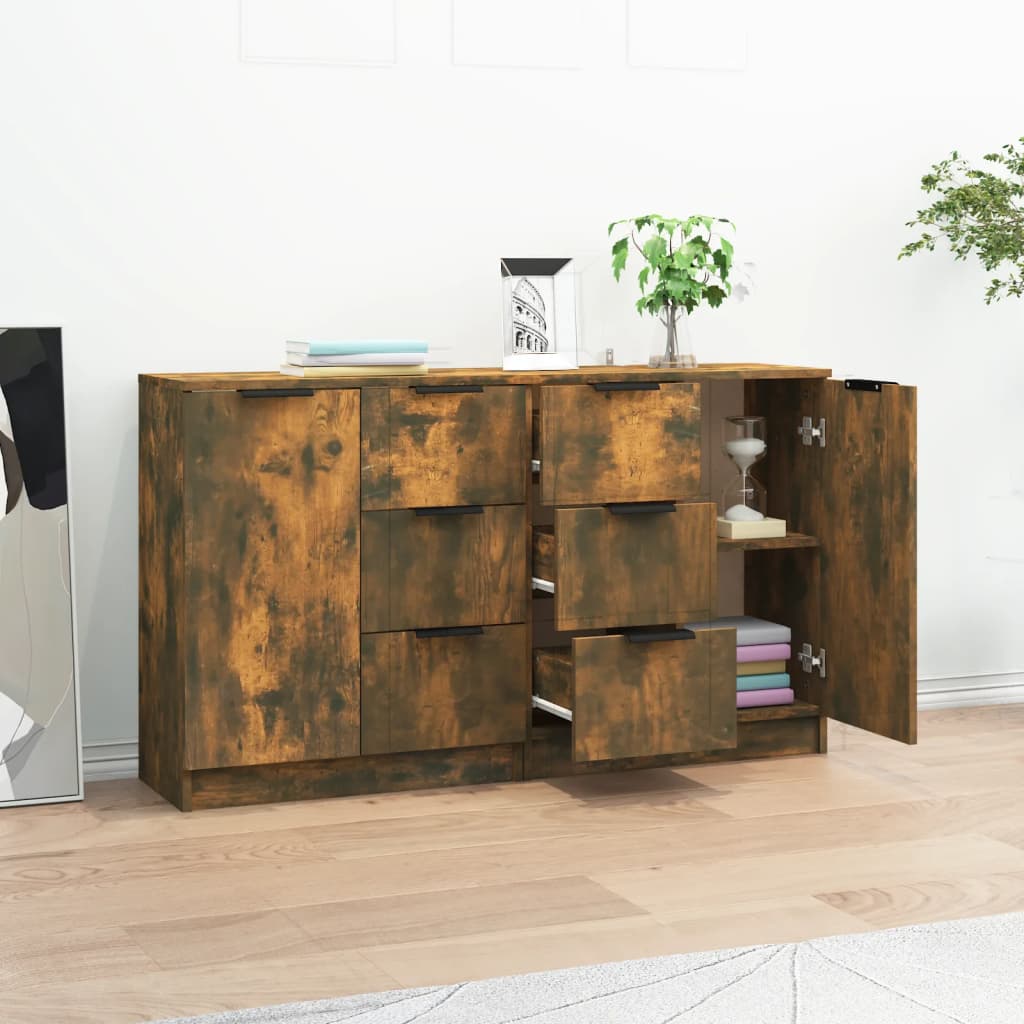 Ντουλάπια 2 τεμ. Καπνιστή δρυς 60x30x70 εκ. Επεξεργασμένο Ξύλο - PAKOBAZAAR
