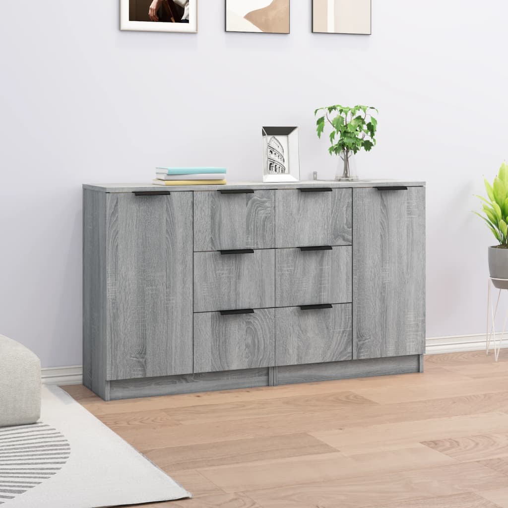 Ντουλάπι 2 τεμ. Γκρι Sonoma 60x30x70 εκ. από Επεξεργασμένο Ξύλο - PAKOBAZAAR