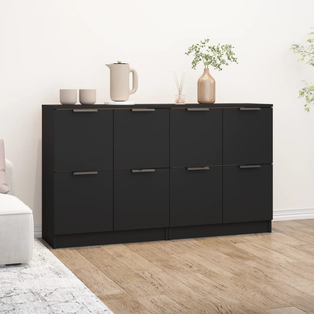 Ντουλάπια 2 τεμ. Μαύρα 60x30x70 εκ. Επεξεργασμένο Ξύλο - PAKOBAZAAR
