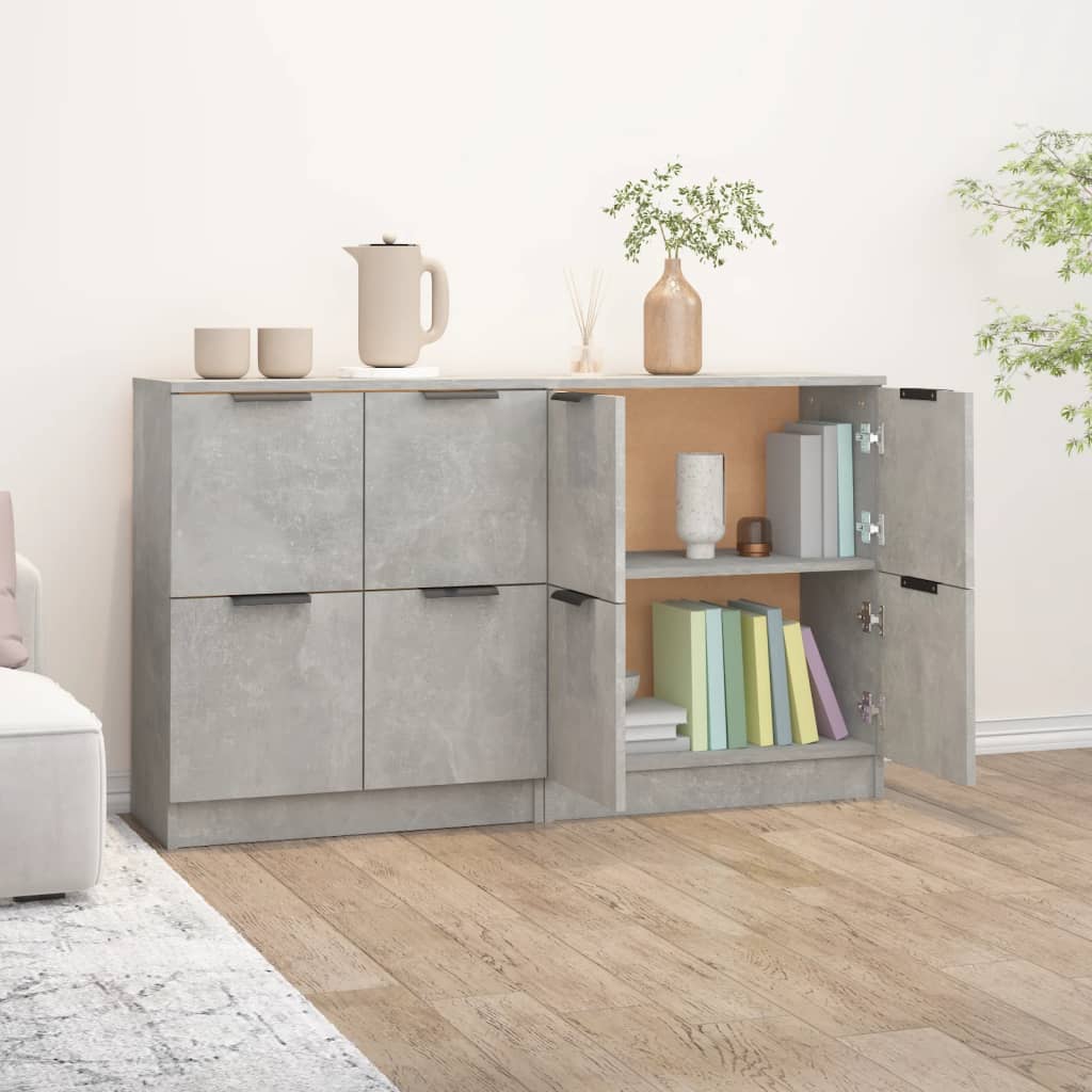Ντουλάπια 2 τεμ. Γκρι Σκυροδέματος 60x30x70 εκ. Επεξεργ. Ξύλο - PAKOBAZAAR