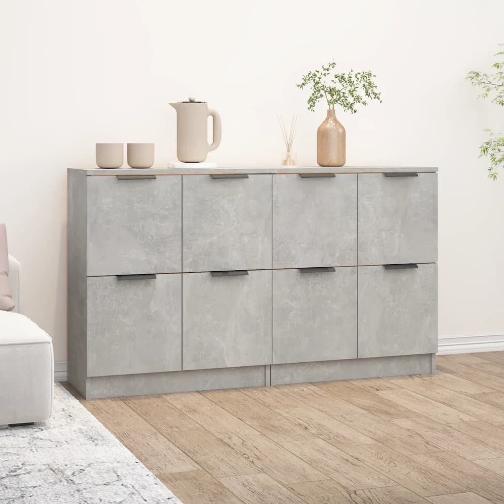 Ντουλάπια 2 τεμ. Γκρι Σκυροδέματος 60x30x70 εκ. Επεξεργ. Ξύλο - PAKOBAZAAR