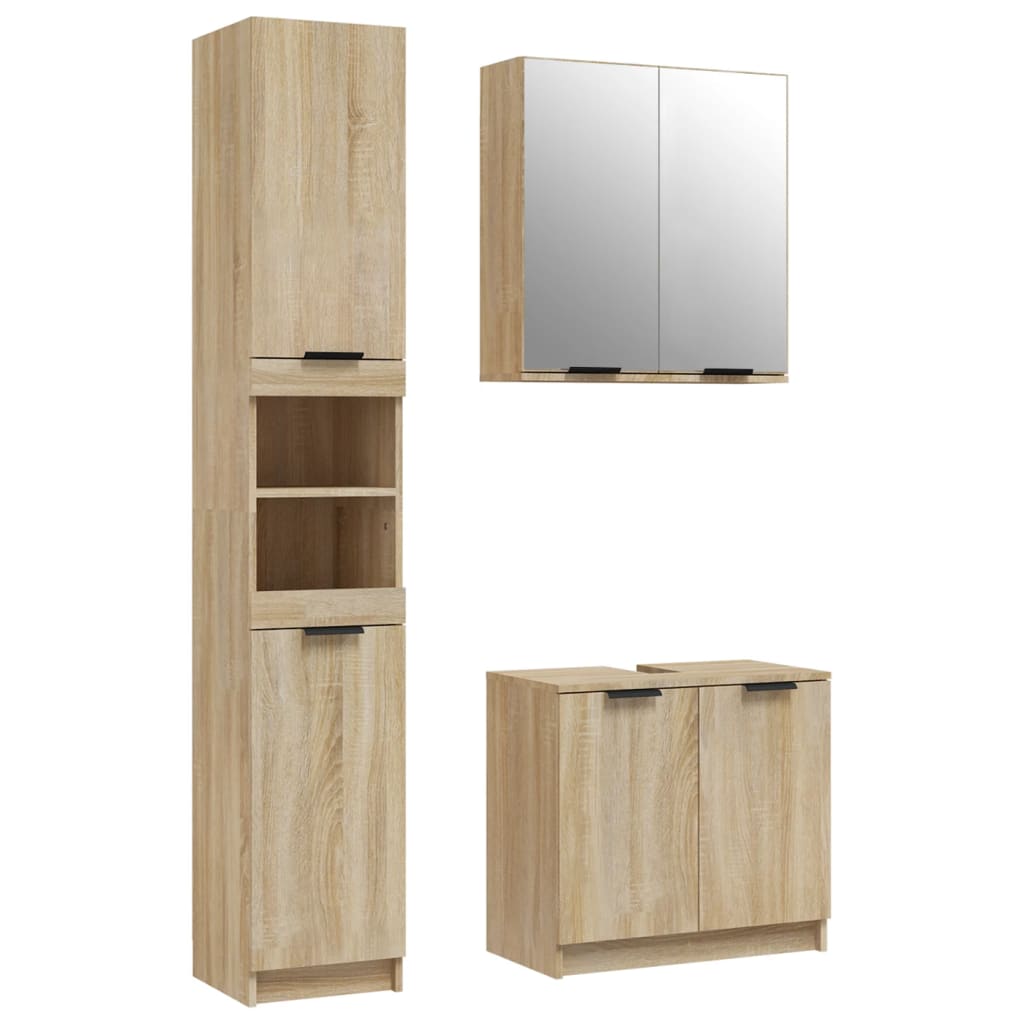 Σετ Επίπλων Μπάνιου 3 Τεμαχίων Sonoma Δρυς Επεξεργασμένο Ξύλο